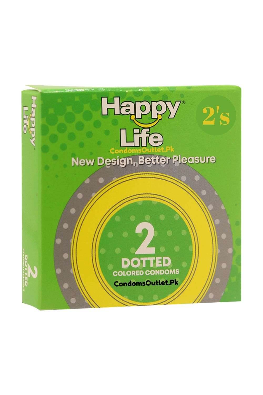 Buy Happy Life Dotted Colored Condoms (2s) | Fun & Sensation | CondomsOutlet.Pk