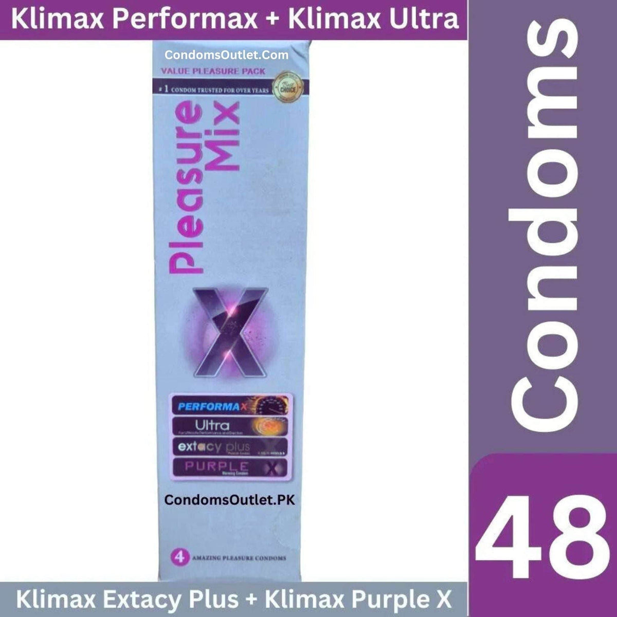 Klimax Pleasure Mix Condom Dispenser - 48 Pack - Ultimate 4-in-1 Variety