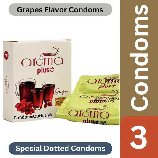 Aroma Plus Grapes Flavor Condoms – A Juicy Twist for Intimacy - CondomsOutlet.Pk