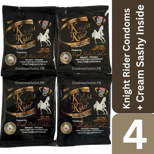 Knight Rider Condom &amp; Delay Cream - Extended Pleasure Pack - CondomsOutlet.Pk