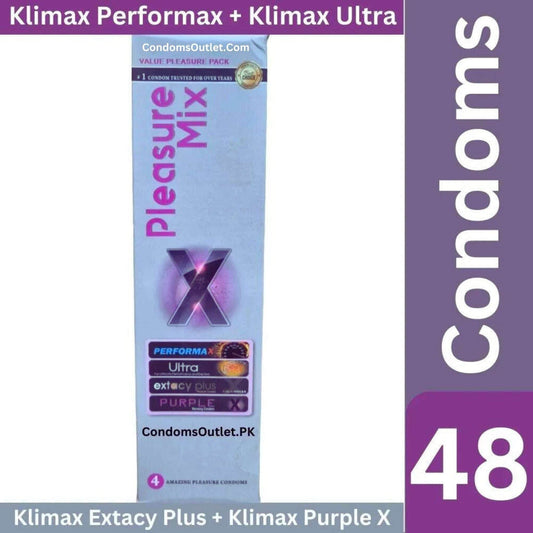 Klimax Pleasure Mix Condom Dispenser - 48 Pack - Ultimate 4-in-1 Variety
