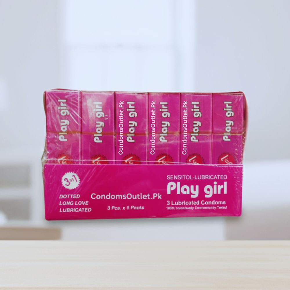 Play Girl Long Love Dotted Condoms Dispenser - Pack of 18
